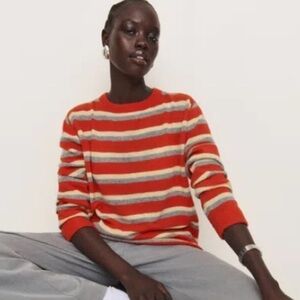 Reformation Cashmere Boyfriend Sweater- Paprika Stripe- Size L